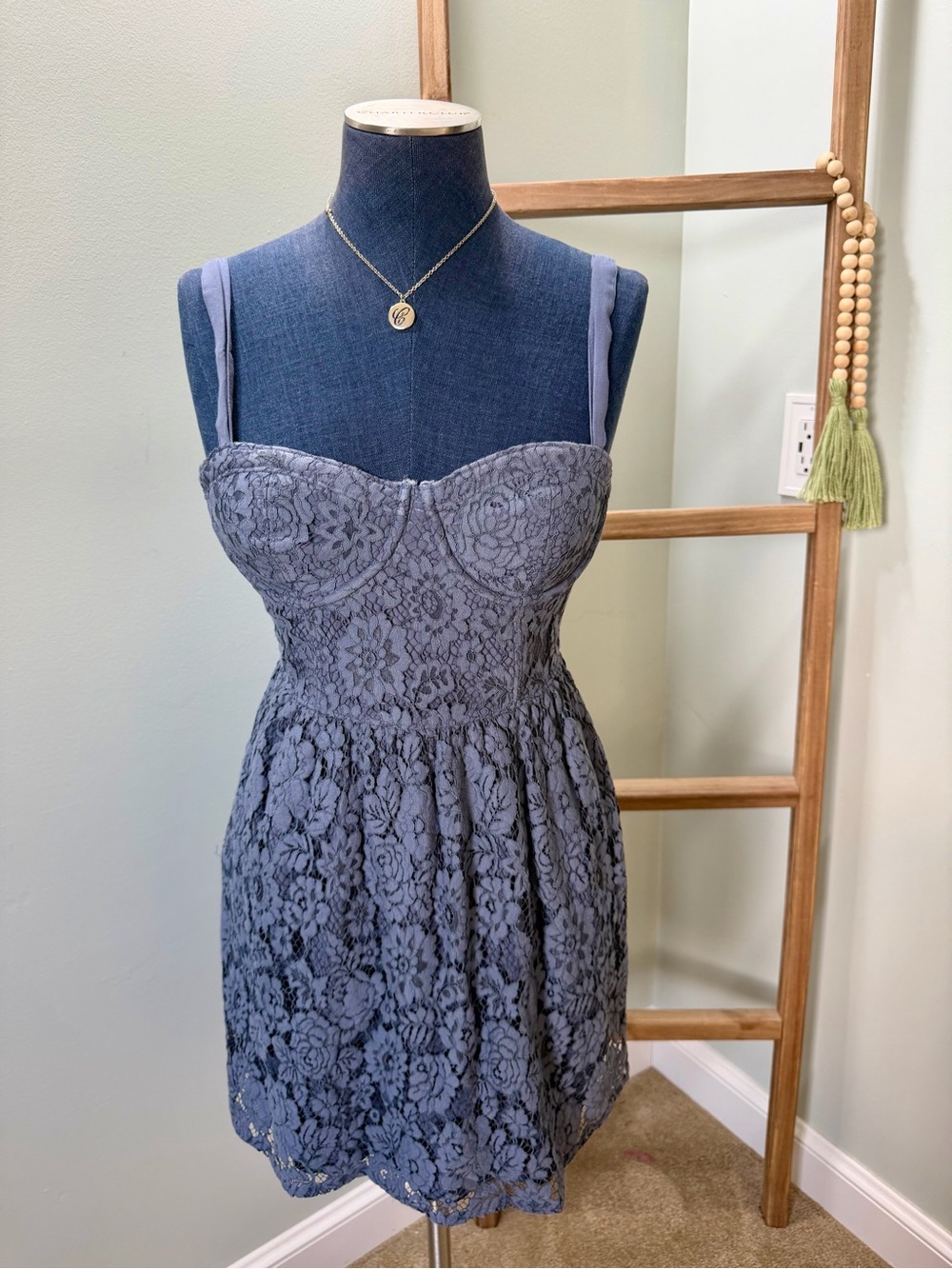 Abercrombie Blue Bustier Top Lace Mini Dress Size Small